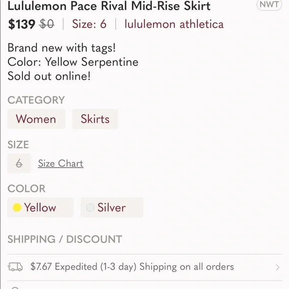 Lululemon Pace Rival Mid-Rise Skirt - Picture 5 of 5